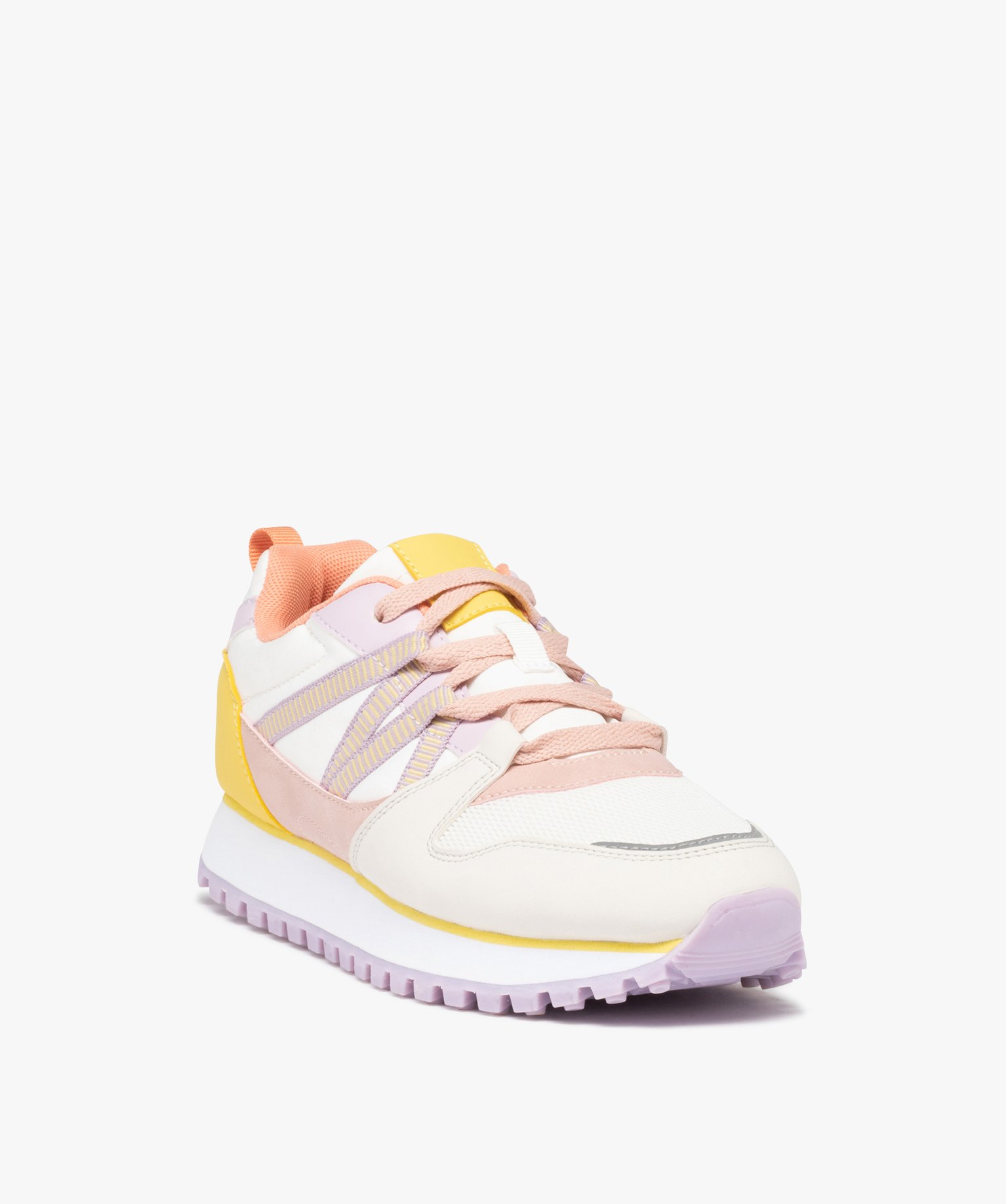 Baskets femme running multicolores à semelle crantée violet | GEMO