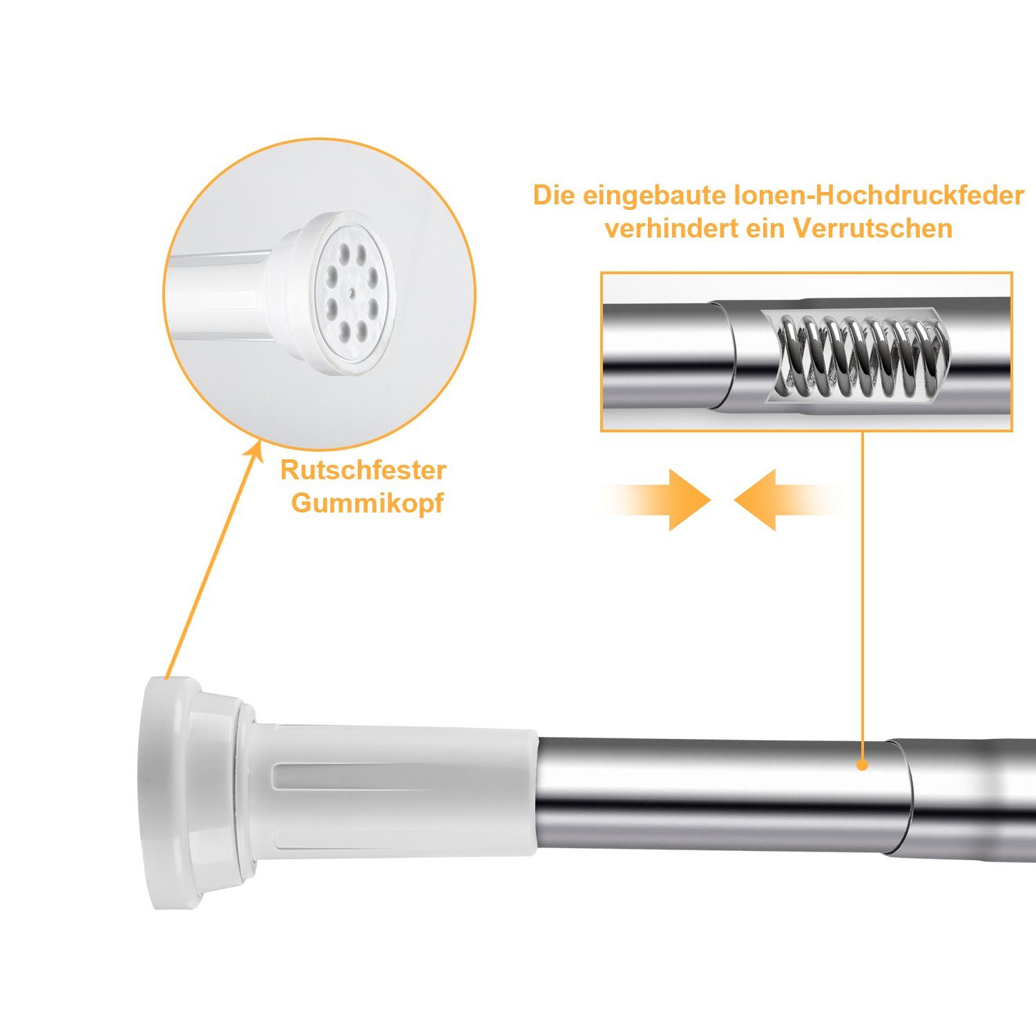 Duschvorhangstange Teleskopstange Edelstahl Gardinen Verstellbar Spannstange Drei größen., Gimisgu, Edelstahl