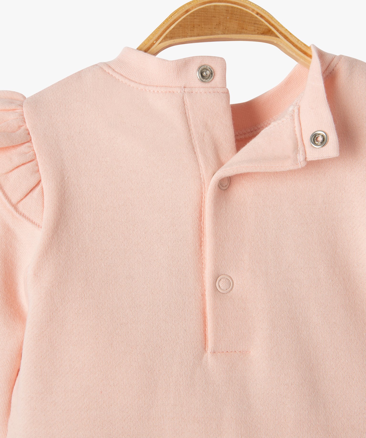 Combinaison longue imprimée en molleton bébé rose | GEMO