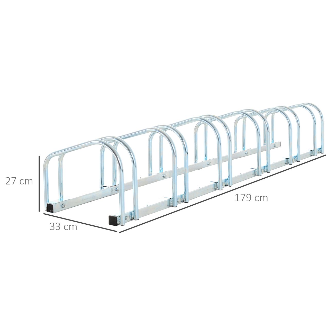HOMCOM Fahrradständer Radständer Mehrfachständer Aufstellständer Fahrrad Ständer wetterfest langlebig Boden- und Wandmontage Stahl bis 6 Fahrräder Silber 179 x 33 x 27 cm