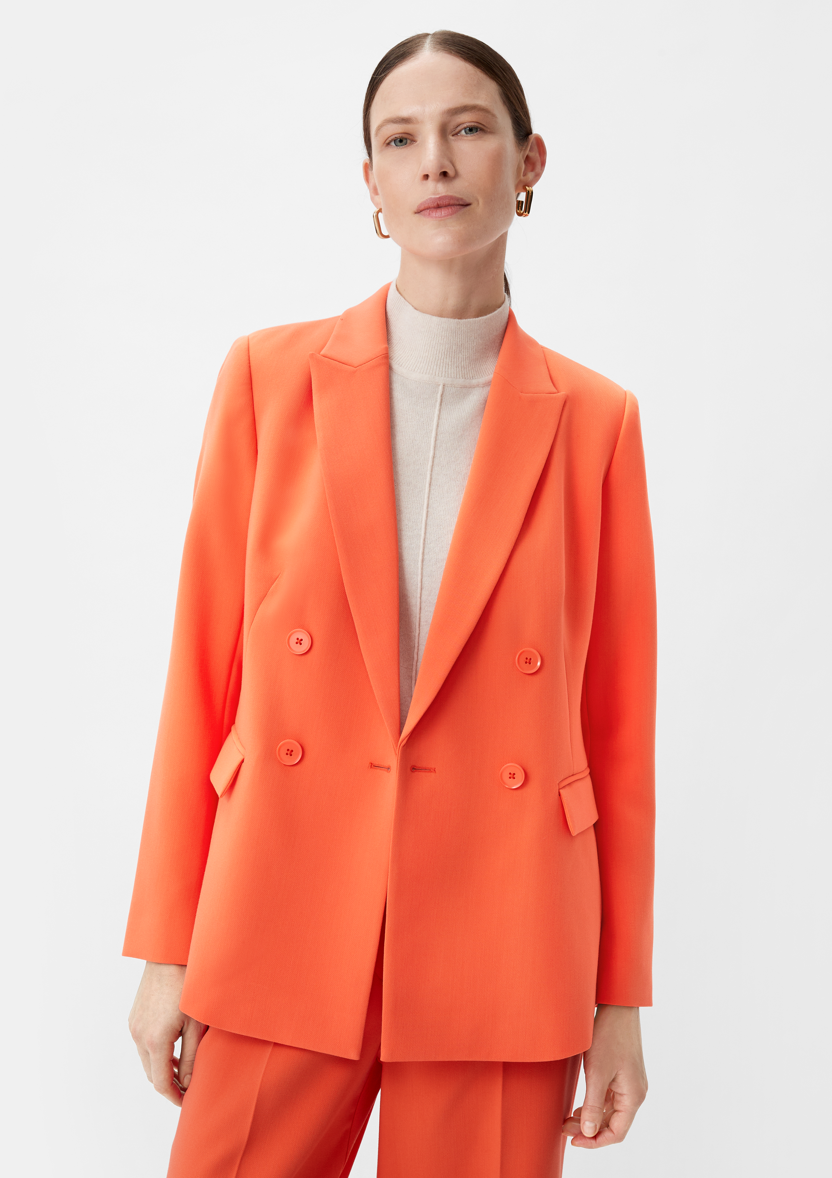 Blazer mit doppelreihigen Knöpfen - orange