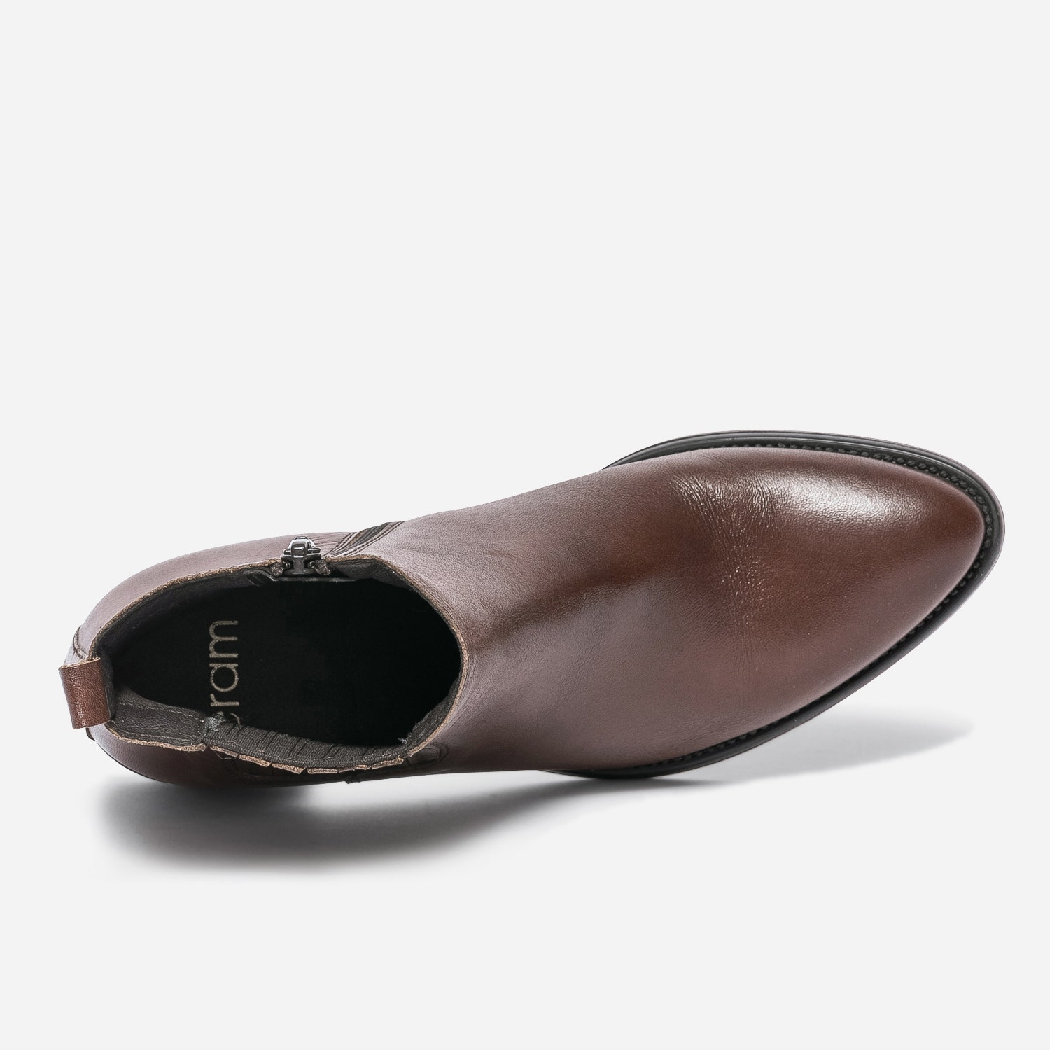 Boots cognac en cuir avec élastique cousu