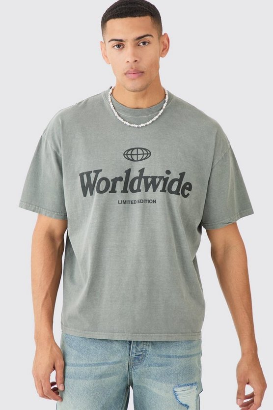 Oversized Boxy Overdye Worldwide T-shirt