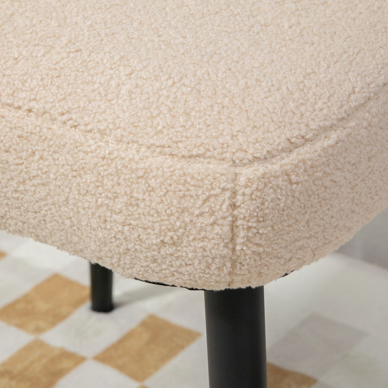 HOMCOM Fußhocker Sitzhocker Quadratischer Schminkhocker mit Kaschmir-Optik