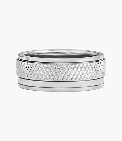 Fossil Ring Knox gerändelt Textur Edelstahl