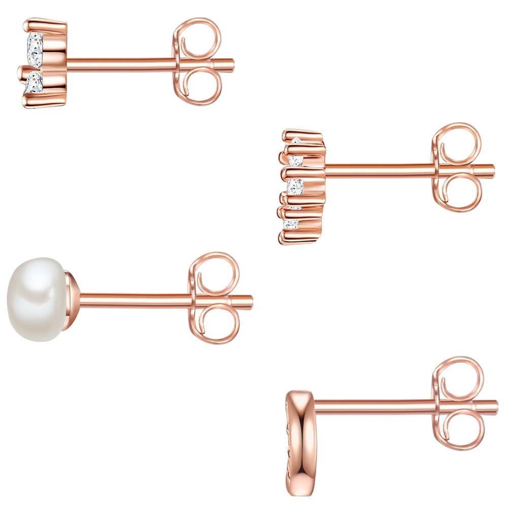 Glanzstücke München Puces d'oreilles en argent Demi-lune Argent sterling Oxyde de zirconium (CZ) Perl Bijoux
