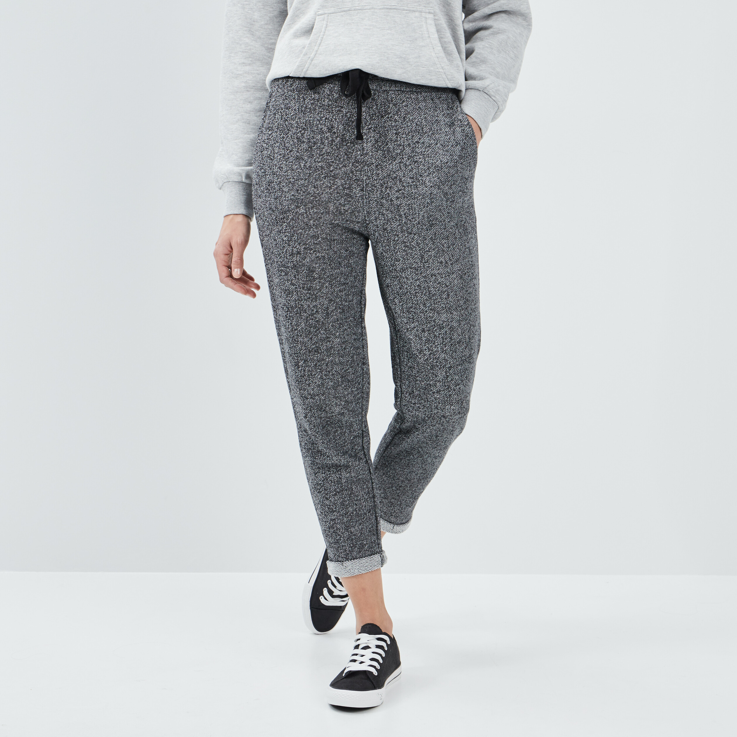 Pantalon jogging taille haute gris femme | La Halle