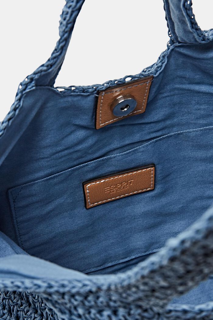 Basttasche aus Webstoff mit Details in Lederoptik