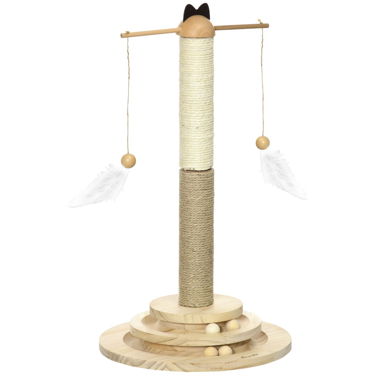 PawHut Kratzbaum, Kletterbaum, Katzenkratzbaum mit Ballspielzeug, Katzenbaum