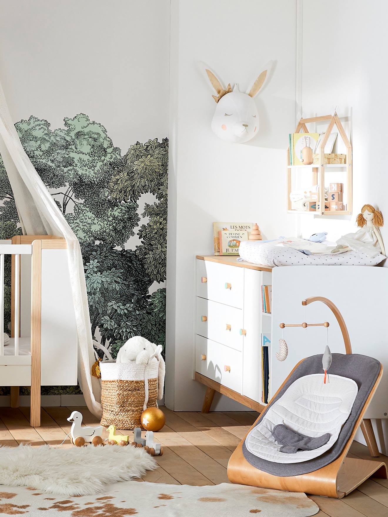 Vertbaudet Babywippe BABYRYTHM aus Holz - dunkelgrau