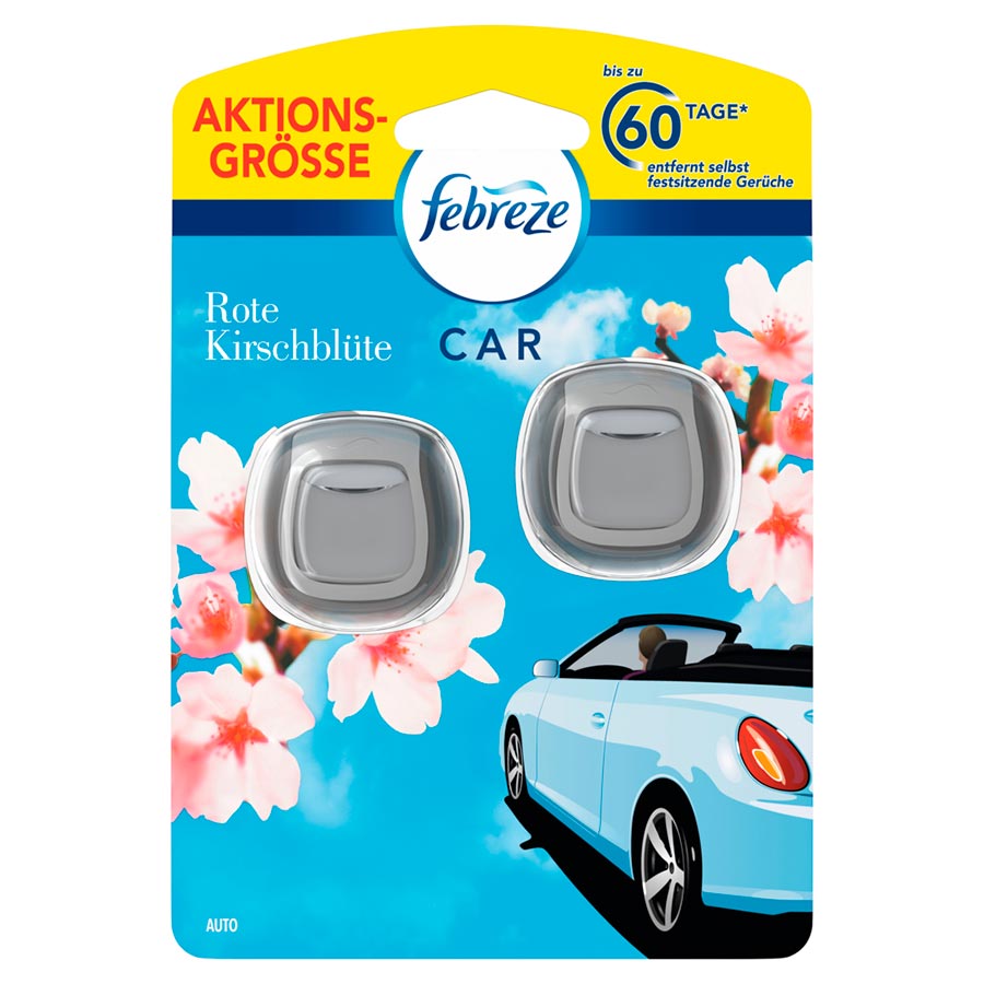Lufterfrischer fürs Auto von Febreze mit der Duftnote Rote Kirschblüte, Duo-Pack, 2x2 ml - ATU