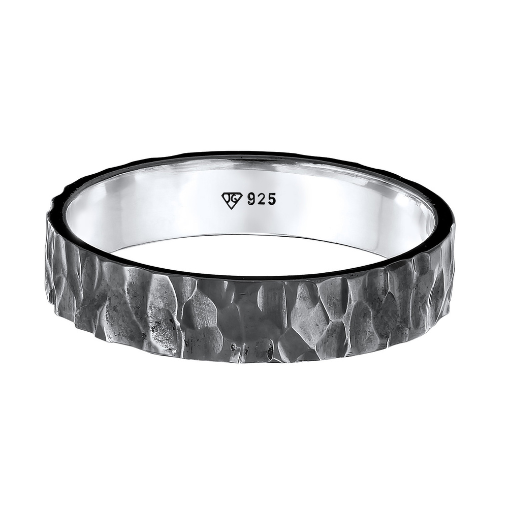KUZZOI KUZZOI Bague Hommes Bande Organique structuré en argent sterling 925 Bague