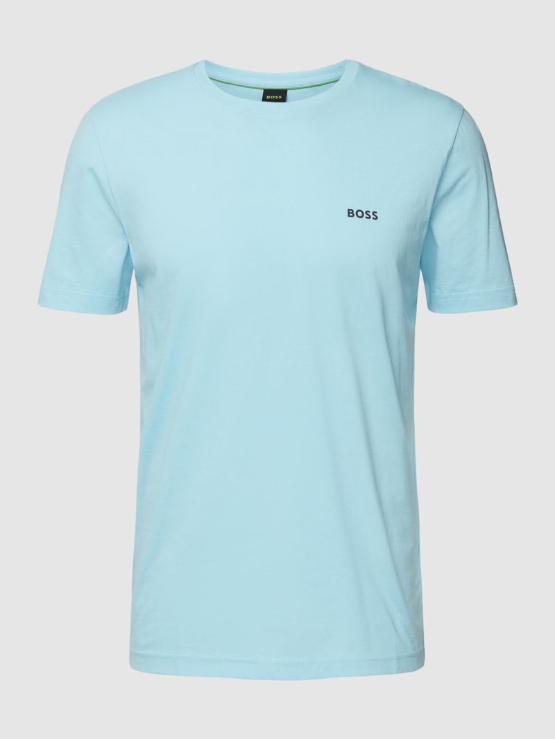 T-Shirt mit Label-Print Modell 'Tee 7' in hellblau