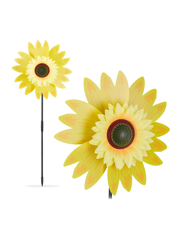 relaxdays 2 x Windrad Sonnenblume in Gelb günstig kaufen onesize
