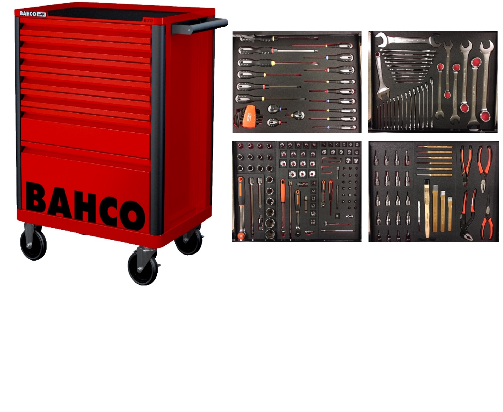 Carrello portautensili Bahco 1472K7RED-FULL4 rosso, 190 pezzi