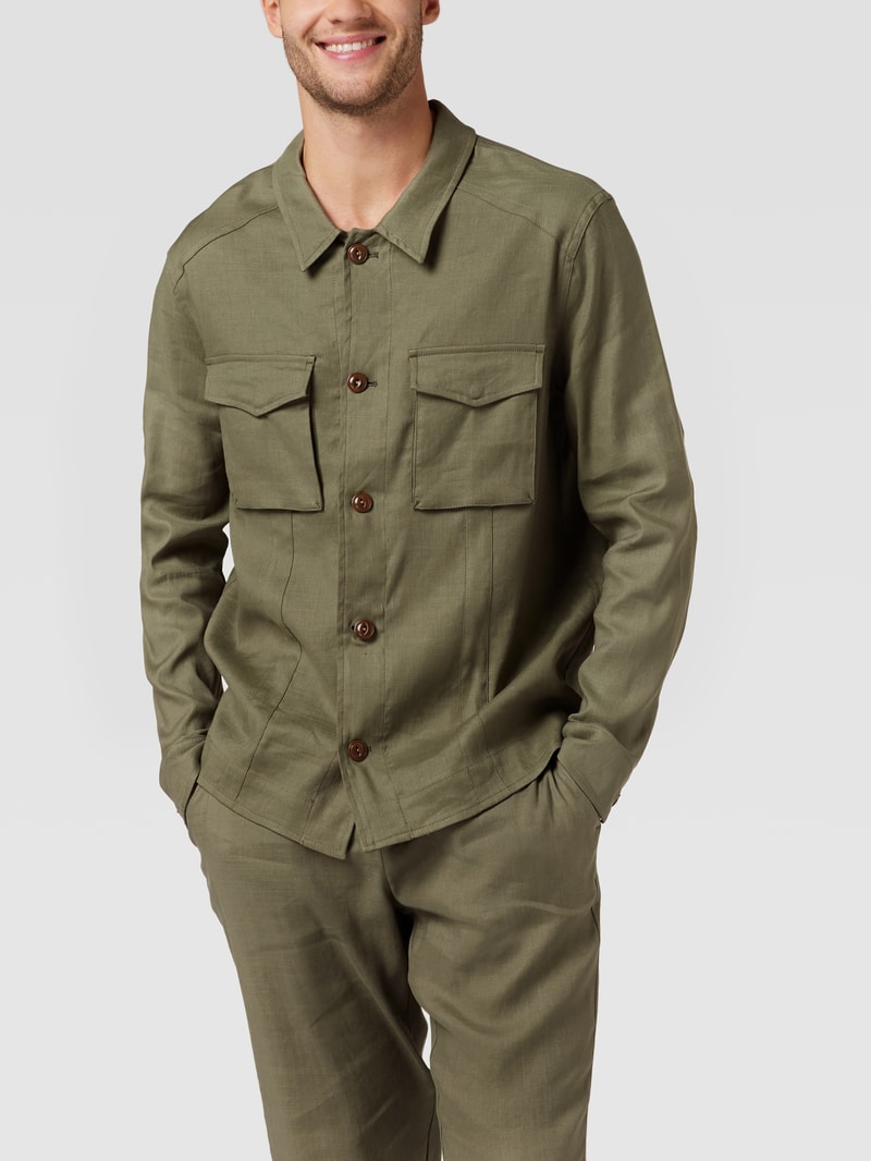 Hemdjacke mit Sportmanschetten Modell 'Chocolate Chip' in khaki
