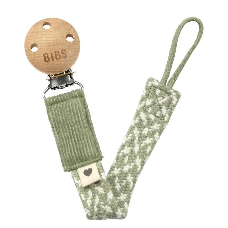 Attache-sucette tressé vert sauge et ivoire BIBS