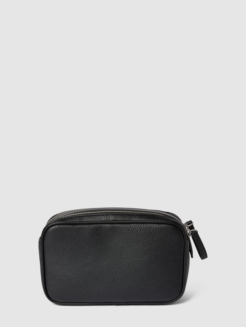 Kulturtasche mit Label-Details Modell 'CENTRAL' in schwarz