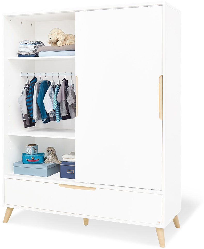 Pinolino® Babyzimmer-Komplettset Move, (Set, 4-St., Kinderbett, Wickelkommode, Kleiderschrank, Wandregal), breit groß; mit Kinderbett, Wickelkommode & Wandregal
