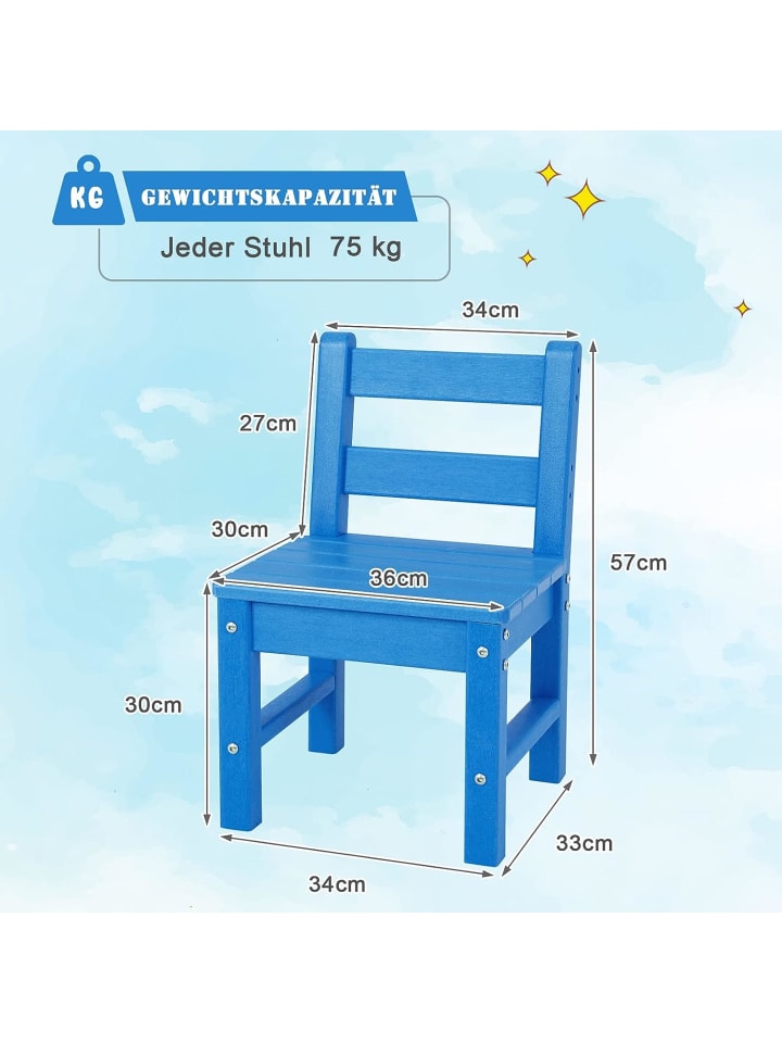 COSTWAY 2er Set Stühlen in Blau günstig kaufen 64 cm