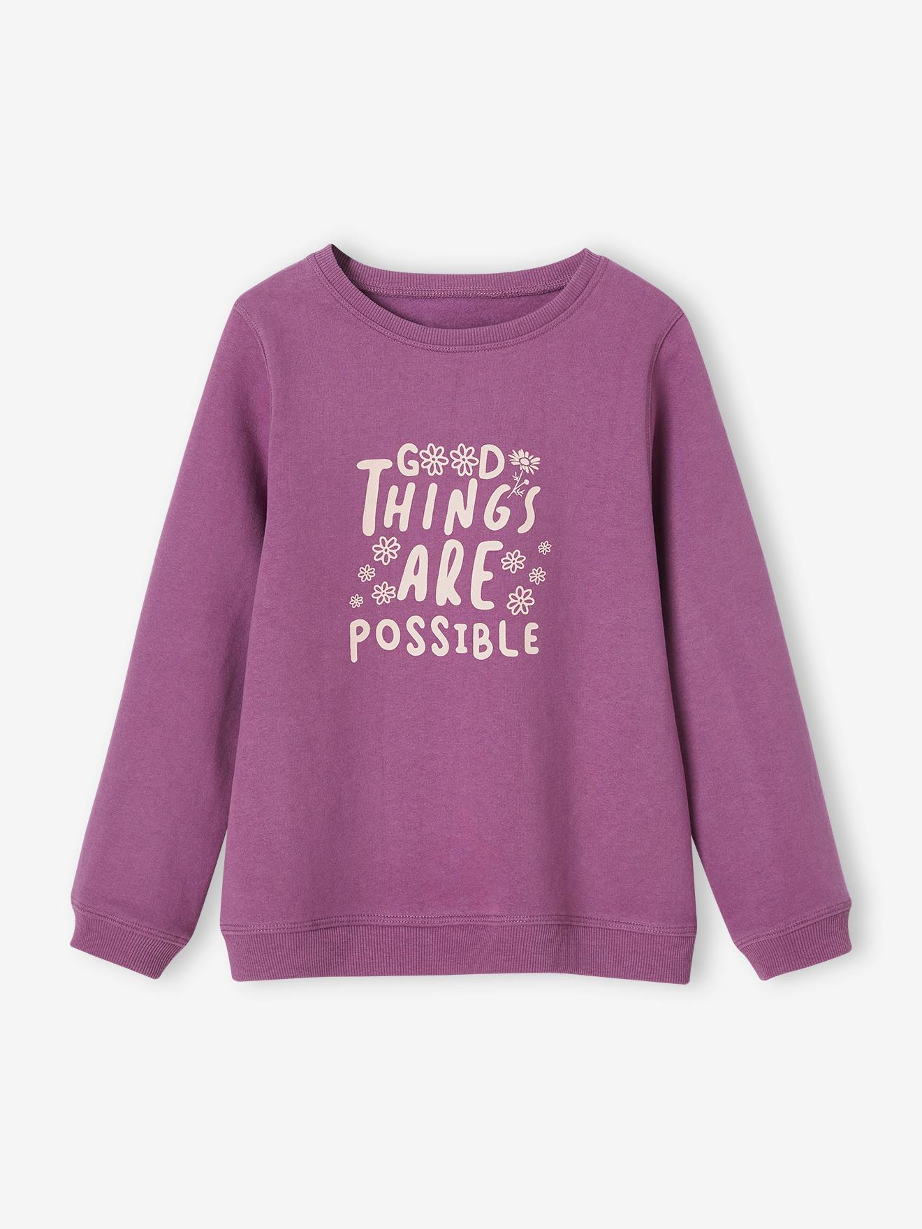 Sweat Basics motifs détails irisés fille prune