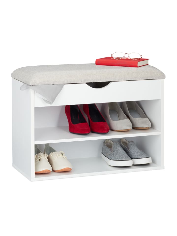 relaxdays Schuhbank in Weiß - (B)62 x (H)45 x (T)30 cm günstig kaufen onesize