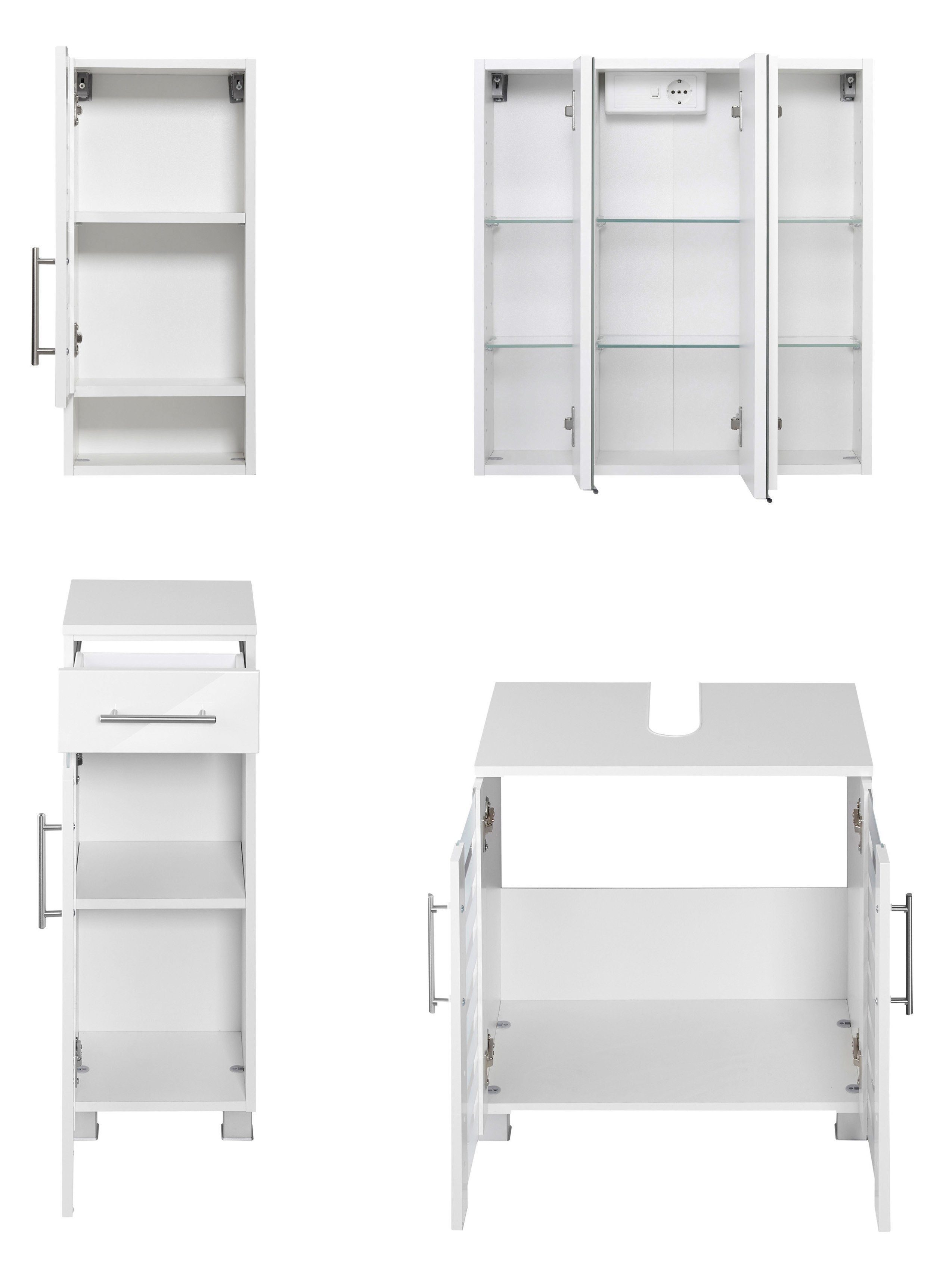HELD MÖBEL Badmöbel-Set Jaca, (4-St), Badmöbel-Set mit hochglanz Fronten