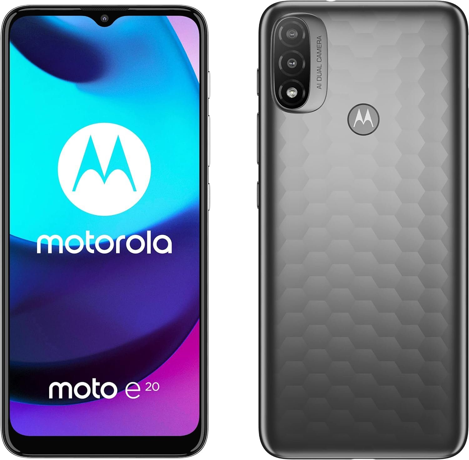 Motorola Moto E20 Smartphone (16,51 cm/6.5 Zoll, 32 GB Speicherplatz, 13 MP Kamera, Googles Sprachassistent)
