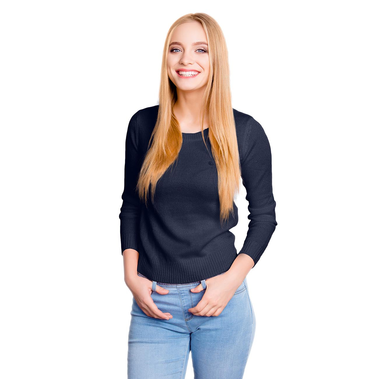 Wollpullover Rundhals Damen