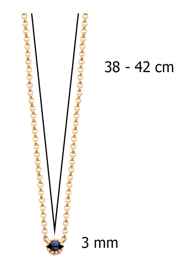 Diamond Point Yellow gold necklace 0.05 ct blue sapphire Joy