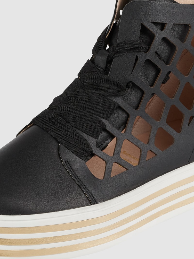 High Top Sneaker aus Leder mit Plateausohle Modell 'Novara' in schwarz