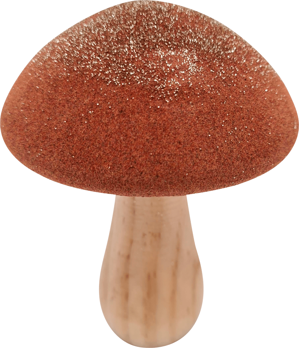 Holzpilz, Samt beglittert, rot-orange, 1 St