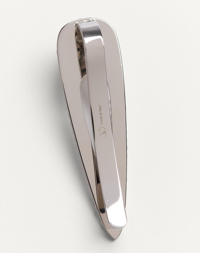 Prendedor de gravata VLogo Signature em metal com cristais Swarovski® e pérolas.