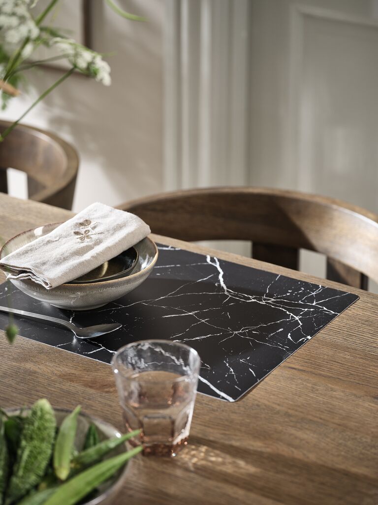 Dessous de verre HVITROT 33x42, marbré, noir