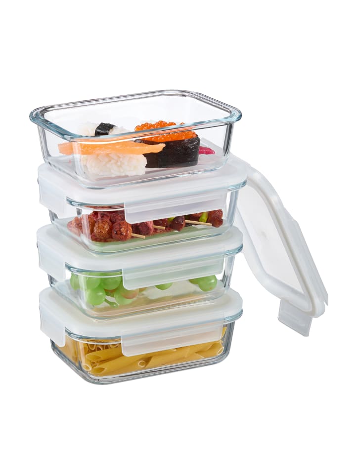 relaxdays 4x Glasbehälter mit Deckel in Transparent - 640 ml günstig kaufen onesize