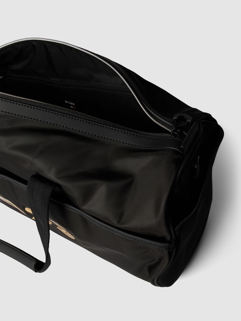 Duffle Bag mit Label-Print Modell 'Holiday' in schwarz