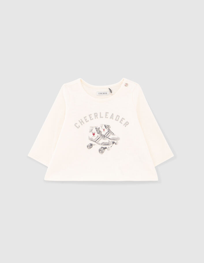 T-shirt écru visuel patins à roulettes bébé fille