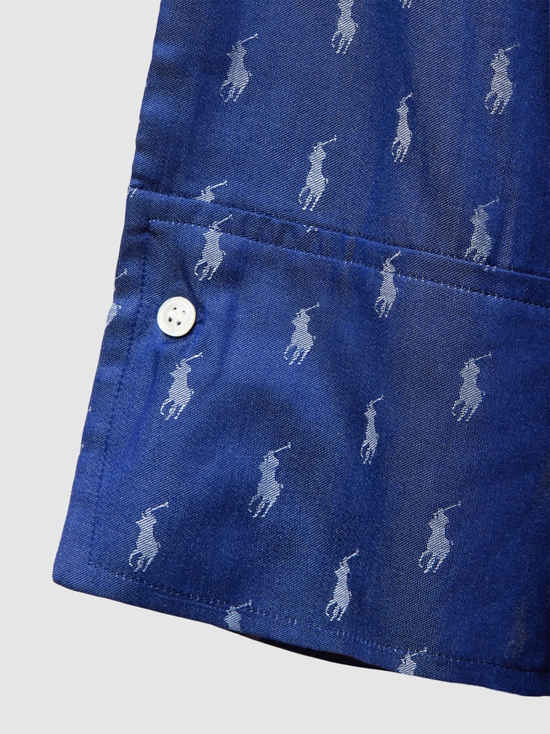 Nachthemd mit kurzer Knopfleiste Modell 'Jaquard Polo Player' in marineblau