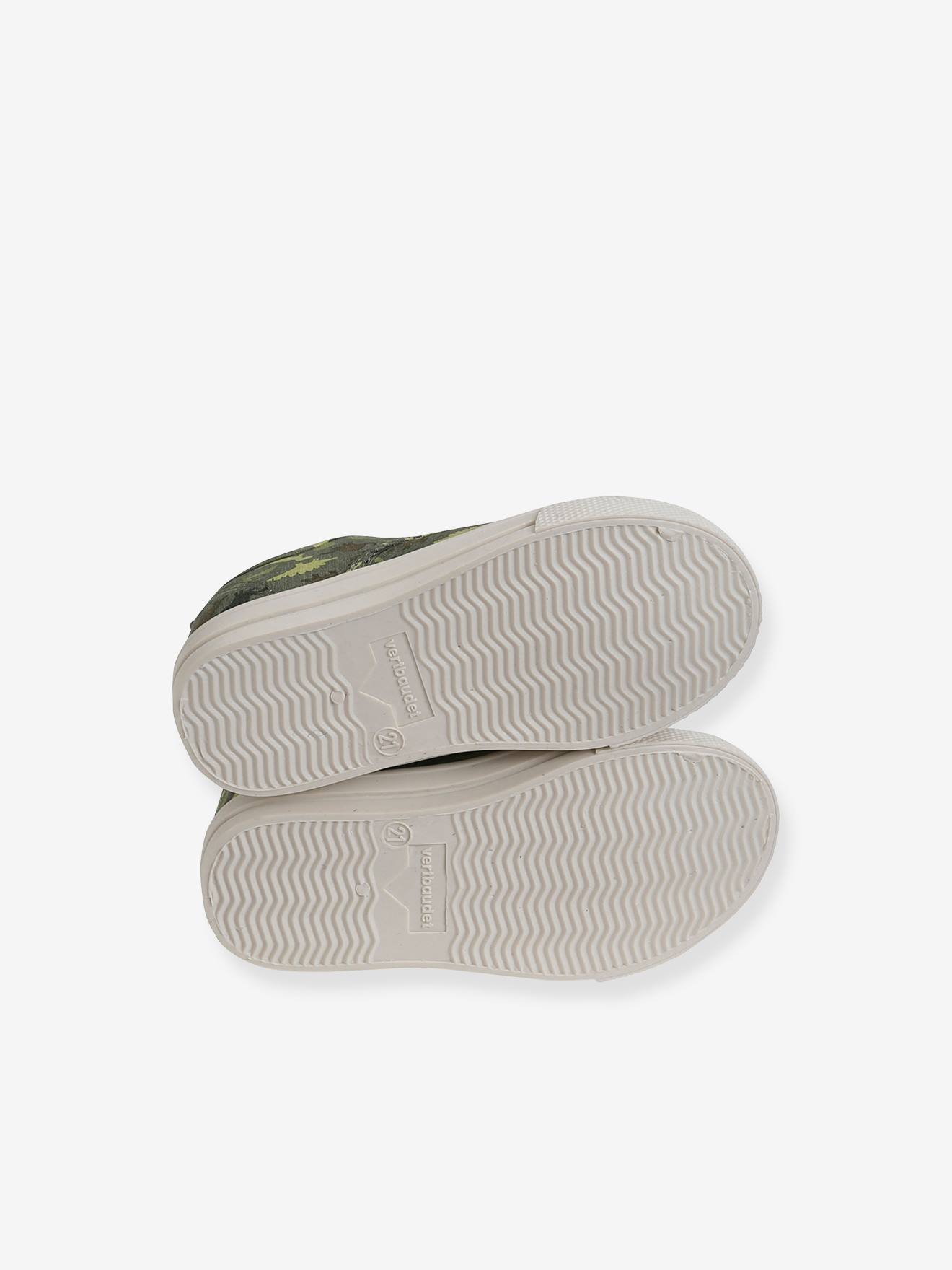Vertbaudet Jungen Baby Stoff-Sneakers mit Gummizug - grün bedruckt