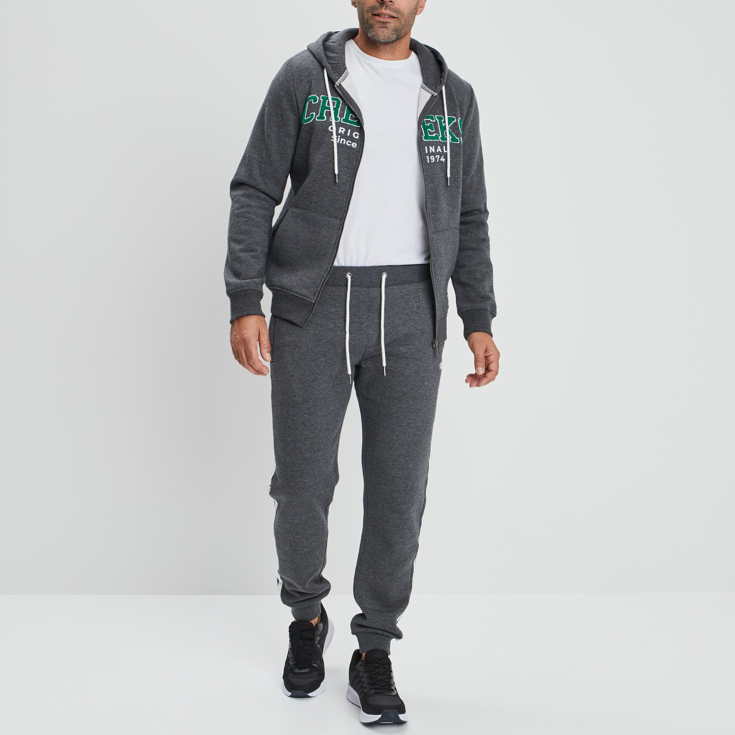 Sweat zippé à capuche Creeks gris foncé homme | La Halle