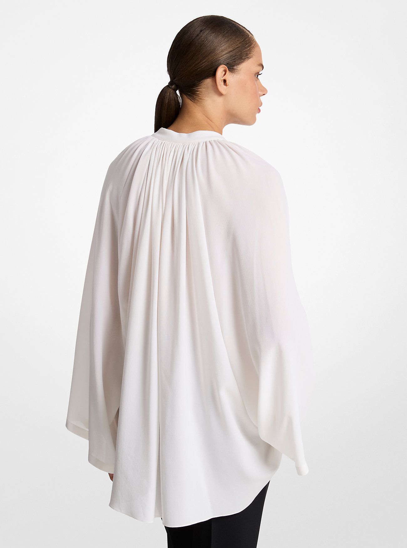 Silke Georgette-bluse - OPTISK HVIT