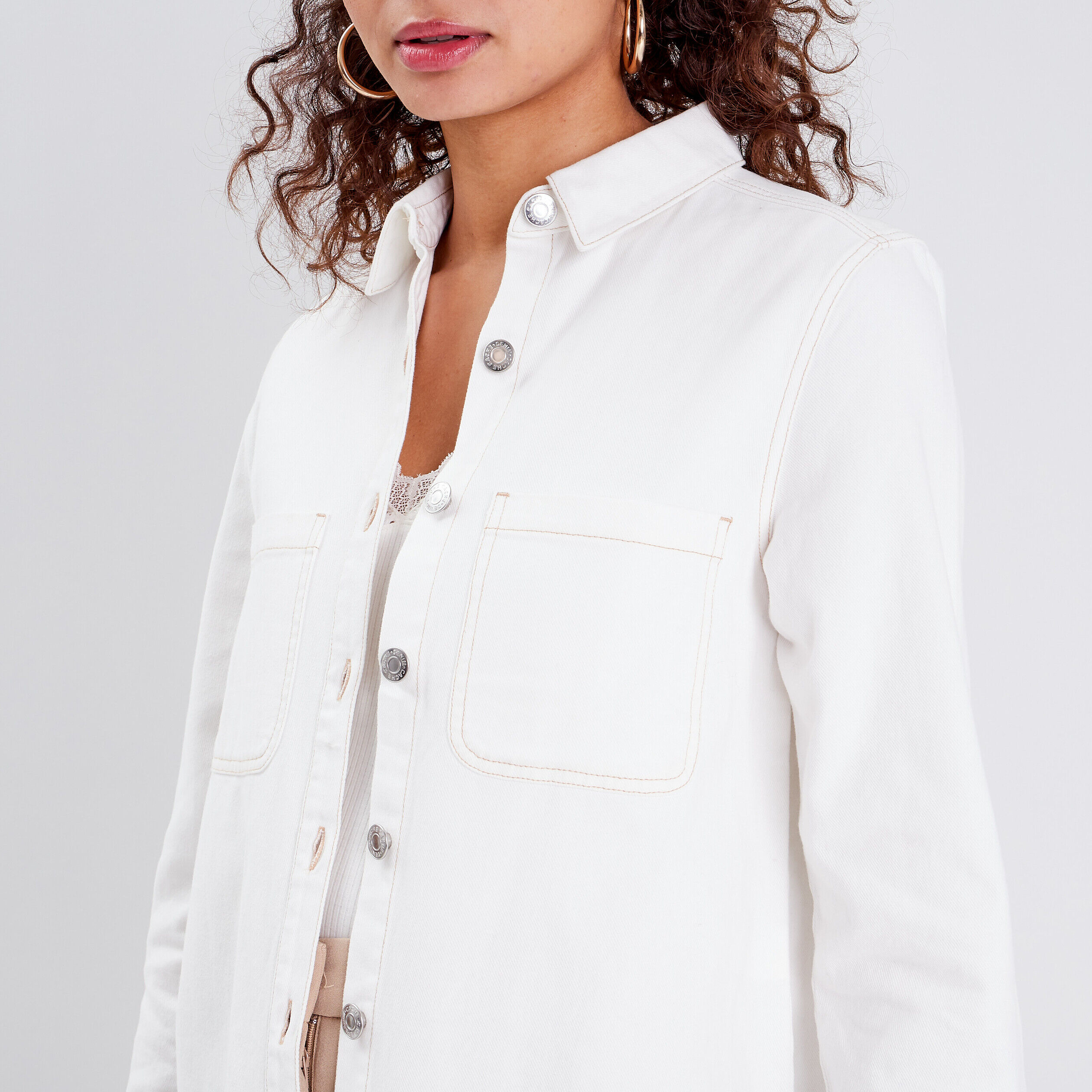 Chemise manches longues ecru femme | Cache Cache