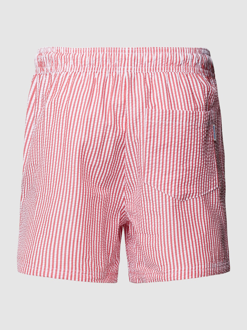 Badehose mit Label-Stitching Modell 'FIJI' in hellrot