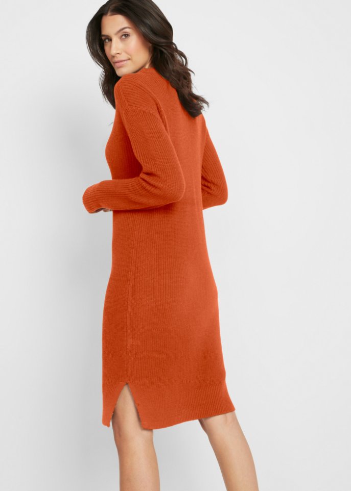 Oversize-Ripp-Strickkleid mit Schlitz