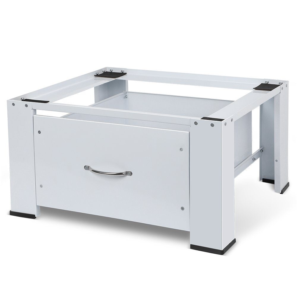 XIIW Waschmaschinenuntergestell 63cm Waschmaschinen Untergestell aus Stahl Höhe 32cm mit Schubladen, Zubehör für Kühlschrank Trockner Gefrierschrank Bis 150kg, Waschmaschinensockel Rutschfesten Podest Erhöhung Unterbau