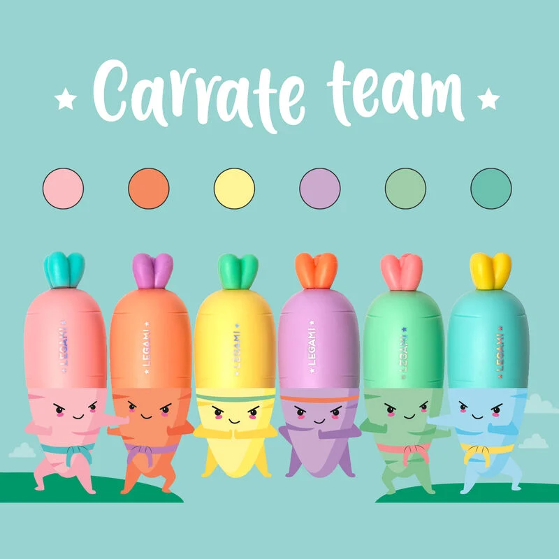 Mini zvýrazňovače v sade 6 kusov - Carrate Team