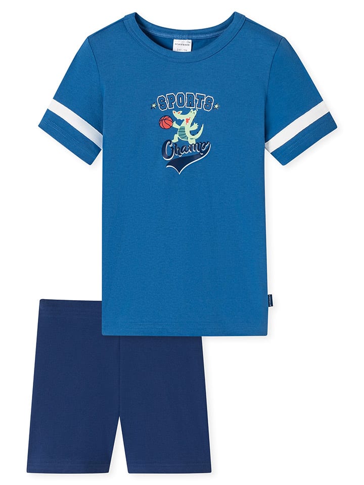 Schiesser Pyjama in Blau/ Dunkelblau günstig kaufen