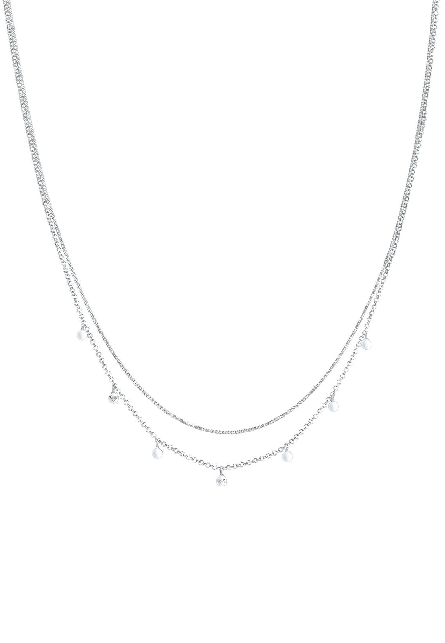 Ciondolo a placca stratificato da donna Elli, martellato, stile trendy da blogger, in argento sterling 925