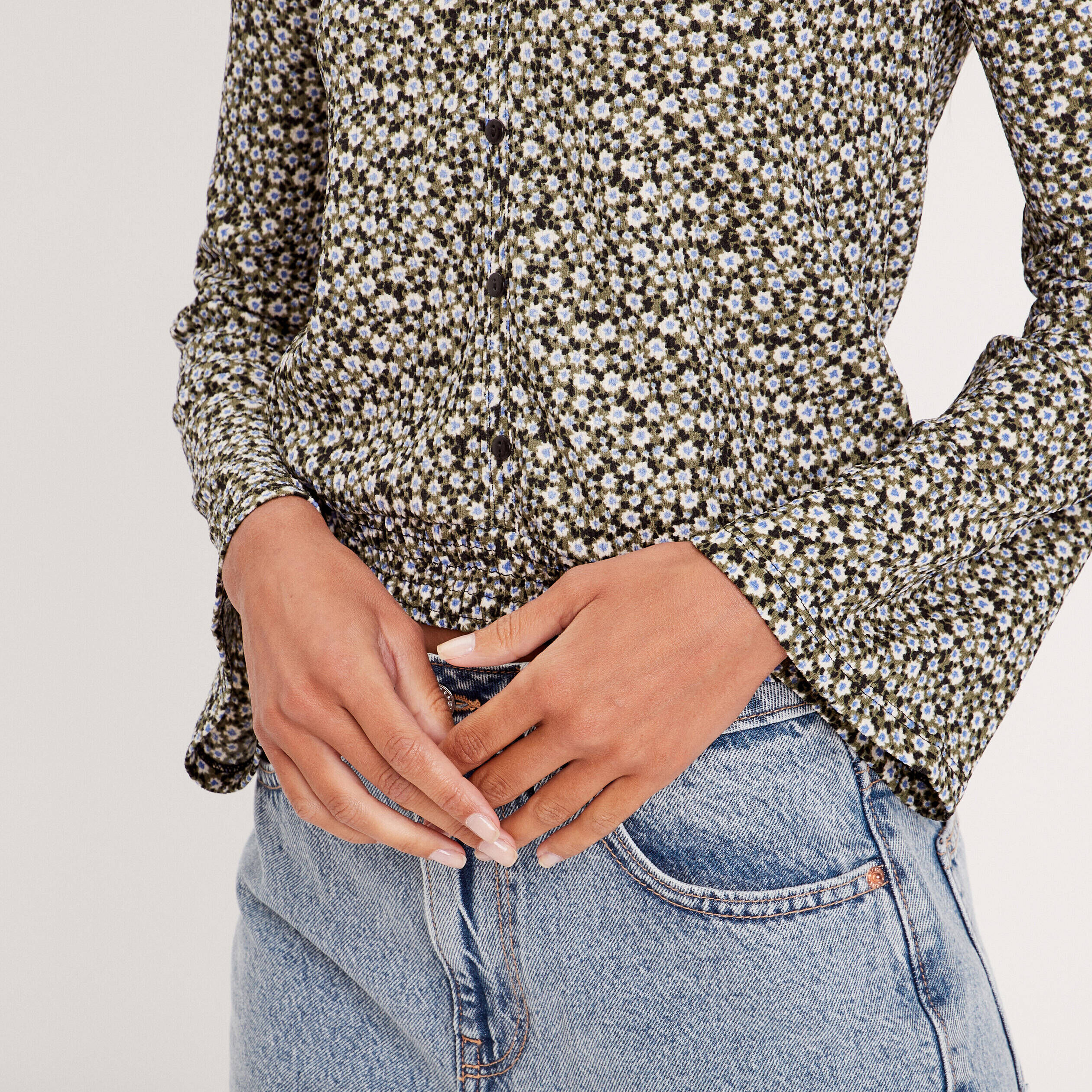 T-shirt manches longues vert kaki femme | Cache Cache
