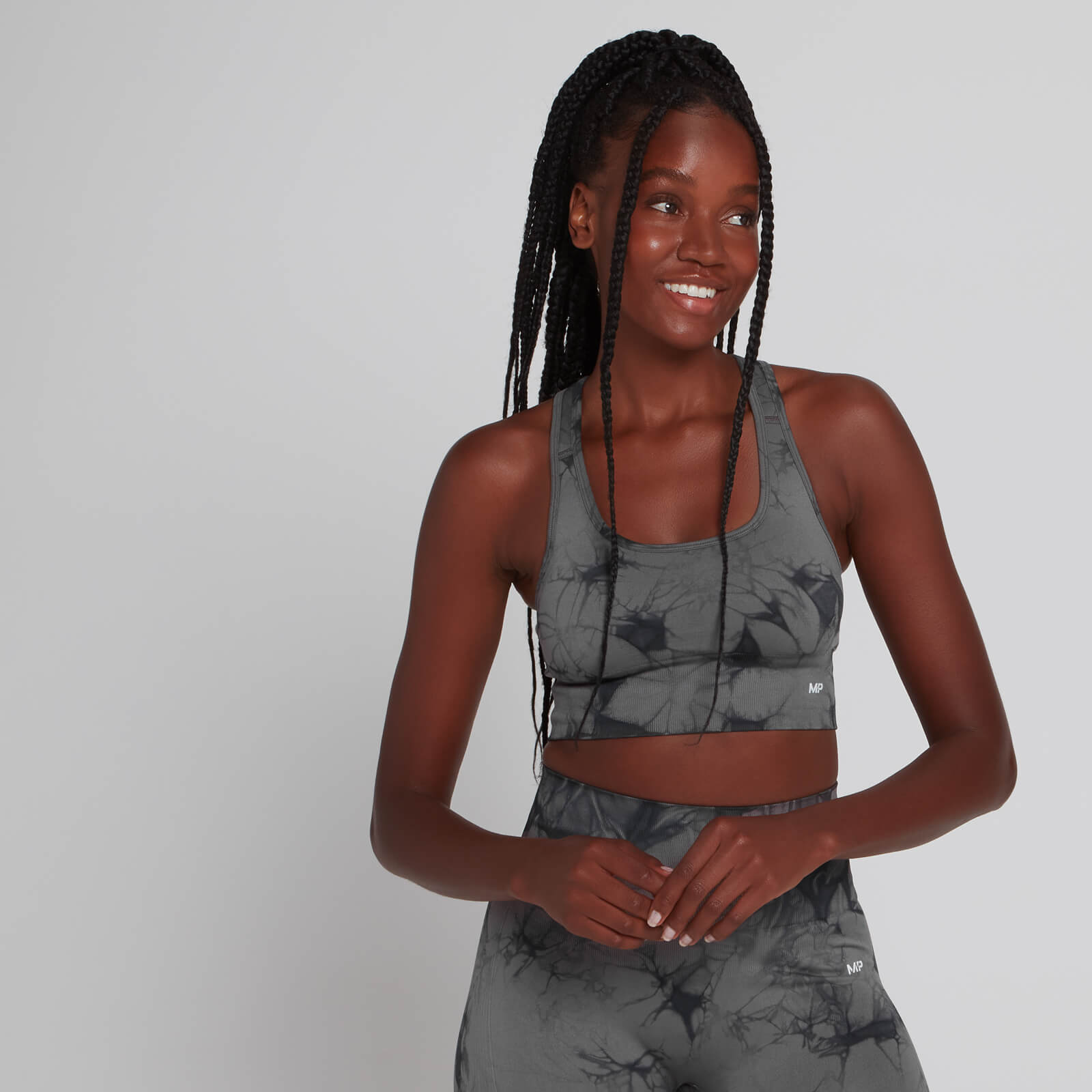 Brassière de sport sans coutures MP Shape Ultra pour femmes – Noir tie-dye